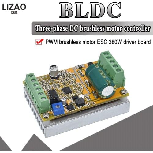 380W 3 Phases Brushless Motor Controller board(No/without Hall sensor) BLDC PWM PLC Driver Module DC 6-50V