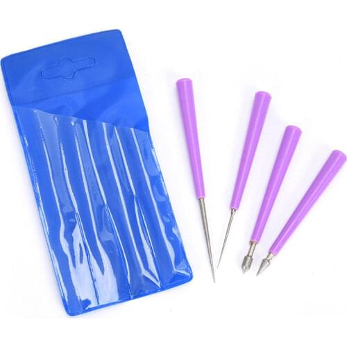 4pcs Purple Making Diamond Pearl Glass Bead Reamer Burr Beading Hole Enlarger Tool Woodworking Hand Craft Tool Set