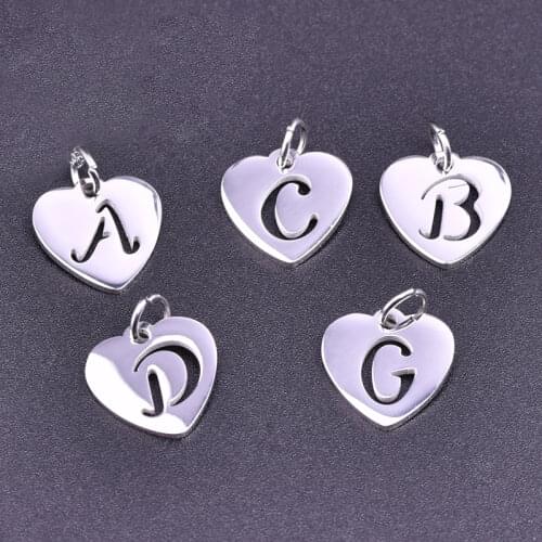 5pcs/Lot Mirror Polished Stainless Steel A-Z Initials Alphabet Charm Letters Pendant Women Choker Necklaces Jewelry Making