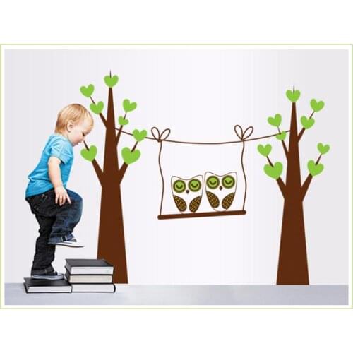 Free Shipping Large 60*90cmOwl Tree Swing decals for Kids Art Home Decor living room wall decorative wall stickers stickers
