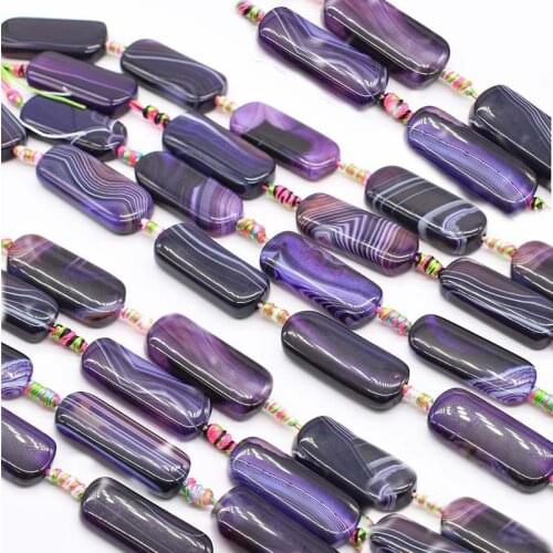 2 strands/lot 37mm Natural rectangular Purple Agates beads Strand 15"