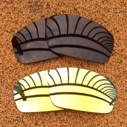 Black & 24K Gold Mirrored Polarized Replacement Lenses for Monster Pup Frame 100% UVA & UVB