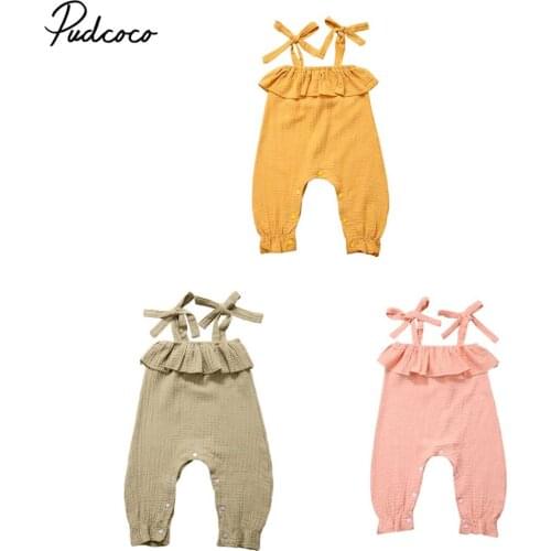 Baby Sling Jumpsuit Solid Color Sleeveless Backless Summer Overall Jumpsuit Pants Outfit