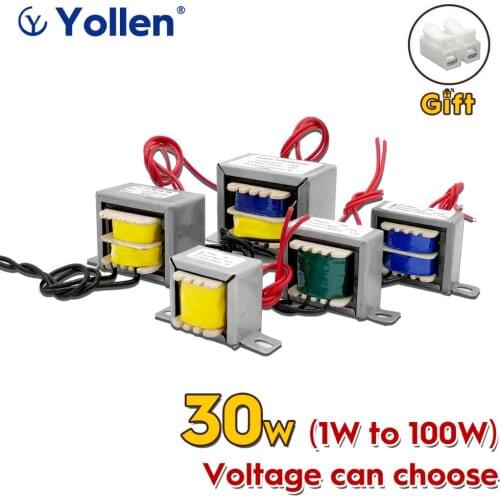 EI 30W Wire Cable Connect Power Transformer 30VA Voltage Customized 220V/380V to 6V/9V/12V/15V/18V/24V/110V Dual Output 3 Wire