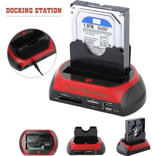 HDD Case 2-Dock Dual Bay Enclosure Station Hard Disk Drive HDD Docking Station e-SATA Card Reader USB Hub Accessories