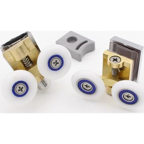 Glass bathroom pulley shower room roller ultra-quiet Bouncing wheel sliding door pulley hanging rail track nylon wheel hardware