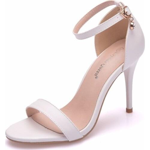 Summer Women Sandals High Heels Woman Pumps Strap Ankle Sexy Party Dress White Office Ladie Dress Shoes White wedding shoes