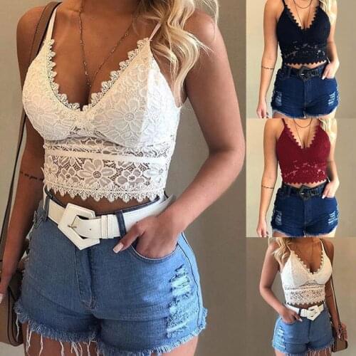 V-Neck Lace Tank Vest Top Sexy Women New Summer Solid Color Beauty Back Lace Underwear Outwear Sleeveless Floral Hollow Out Vest