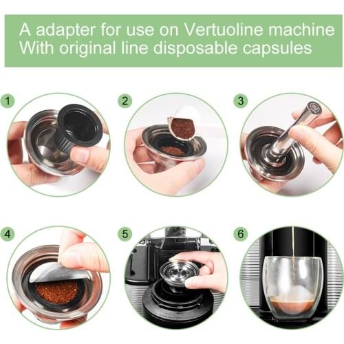 Refillable Coffee Capsule Adapter Converter Holder Reusable Pod Stainless Steel Coffee Filter, rust-proof, easy to clean