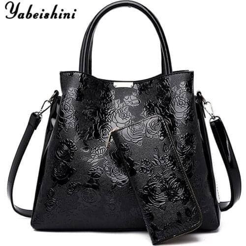 Fashion Rose 2 Sets Purses And Handbags PU Leather Women Messenger Bags Ladies Hand Crossbody Bags For Women 2020 Sac A Main