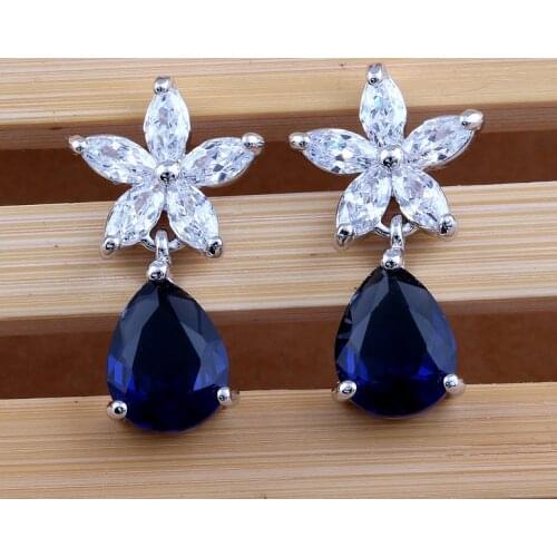 Fashion Female Austria Crystal Dangle Earrings 925 Sterling Silver Zircon Temperament Sun Flower Drops Earrings Chic Jewelry
