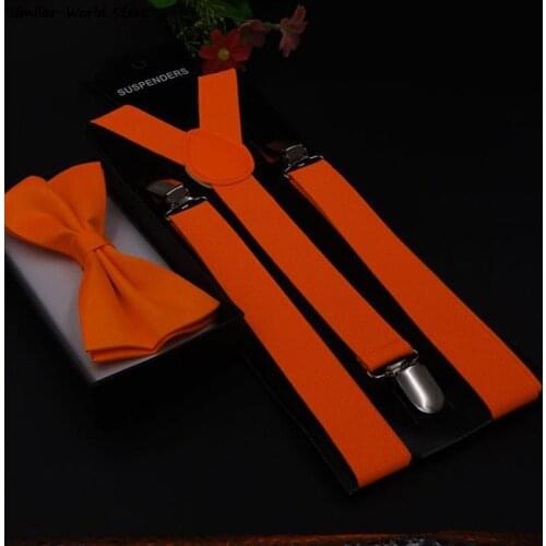 Adult 3 Clip-on Y Back Suspender Braces Bow Tie Set Unisex Elastic Suspenders Bowties Set For Women Men