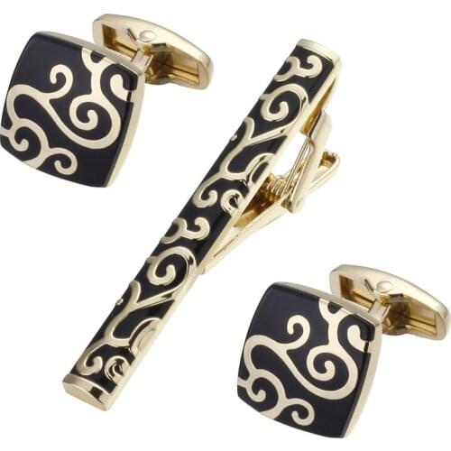 A set of high quality golden cloud shaped tie clip, Cufflinks Gift Set mens wedding dress shirt jewellery Cufflinks tie clip