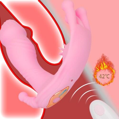 Wearable Butterfly Dildo Vibrator Wireless Remote Heating G spot Stimulate Panties Vibrator Adult Sex Toys for Women Masturbator