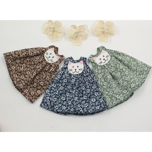 DBS Clothes for Blyth bjd icy 1/6 Doll joint printing Sundress Dress with hair pin Cute girl boy gift