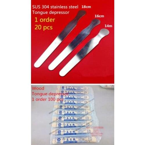 Oral cavity check slice DIsposable tongue depressor wooden spatula medical sticks 20pcs pack stainless steel Tongue detector