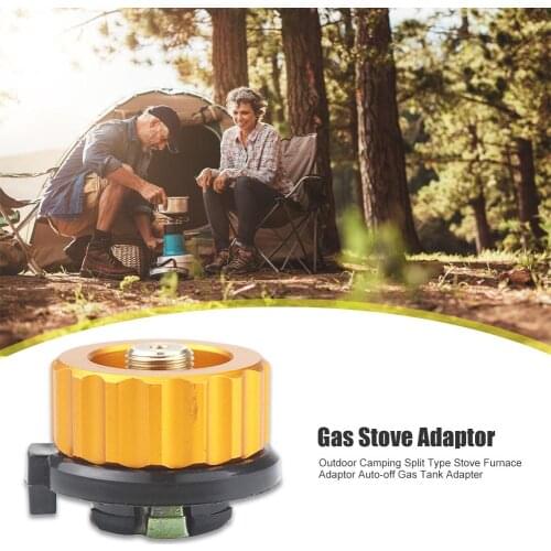Outdoor Camping Hiking Split Type Stove Burner Adaptor Furnace Converter Connector Auto-off Gas Cartridge Tank Cylinder Adapter