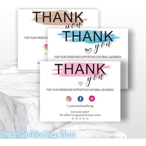 Personalize Blush and Pink Thank You Card, Card Seller, Business Thank You Card, Thank You For Your Purchase Card