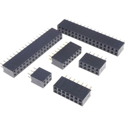 20 pcs per lot 2.54mm 0.10" PCB Female Header 4 6 8 10 12 14 16 18 20 24 26 30 32 40 Pin Dual Row Through Holes Socket Headers