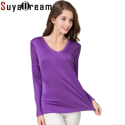 Женские трикотажные футболки SuyaDream China At AliExpress