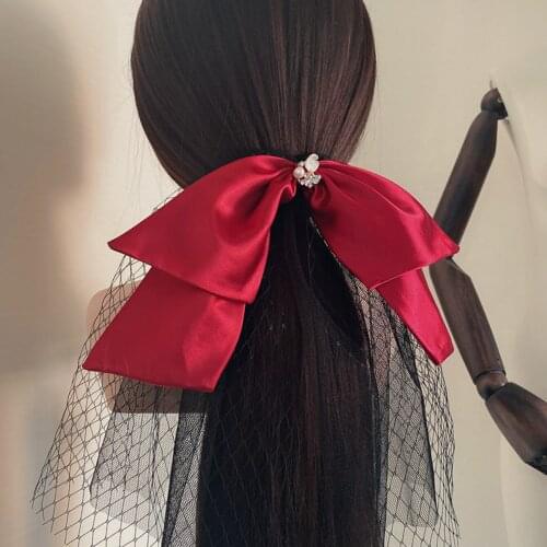 Wedding Hair Clip Red Bow-Knot Barette Bride Ornaments Headpieces Women Hair Jewelry Bridal Accessories банты для волос