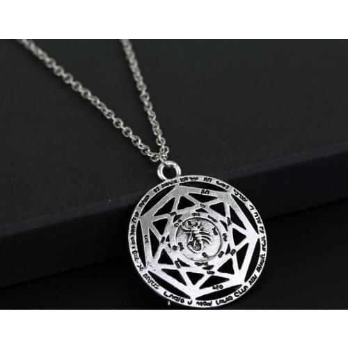 Supernatural Necklace Heptagram Scorpion Key of Solomon Pentacle Seal Pagan Wiccan Jewelry Supernatural Amulet Pendant Necklace