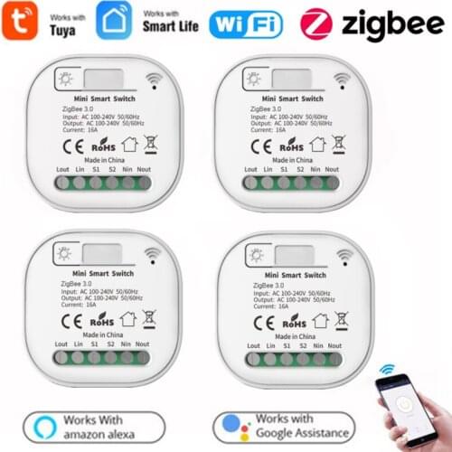 Tuya Zigbee DIY Mini WiFi Smart Light Switch Module Smart Life Tuya Timing Switch Remote Control Work With Alexa Google Home