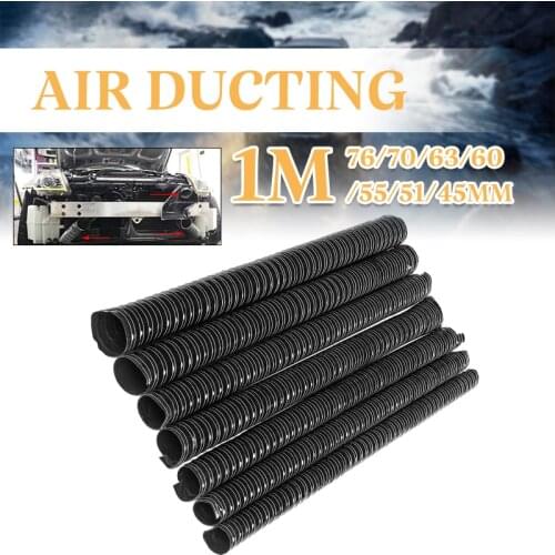 Universal Car Hood Air Intake Pipe 1m Air Ducting Hose Tube 76/70/63/60/57/51/45mm Flexible Filter Pipe