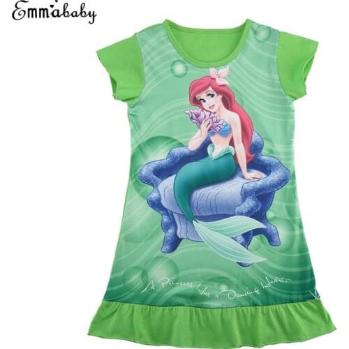 2017 Summer Cute Lovely Cartoon Toddler Baby Girls Mermaid Snow White Sofia Princess Short Sleeve O-Neck Dress Kids Party 3-10Y