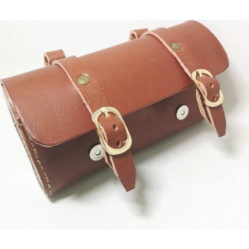 Retro Bicycle hangback vintage bike bag saddle bike block package Pure cowhide Handmade Tool bag 180X100X50mm