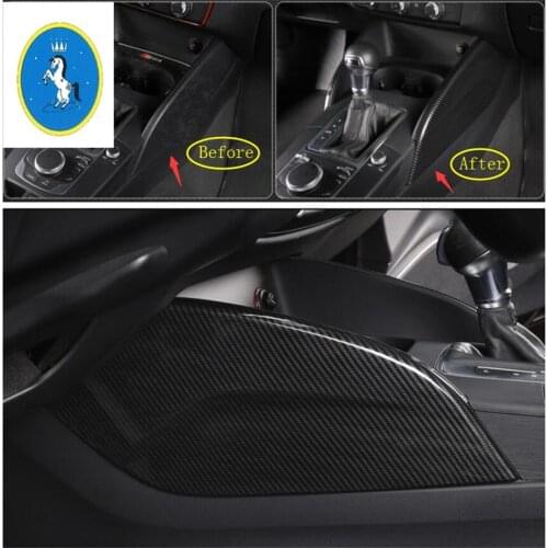 Yimaautotrims Auto Accessory Side Stalls Gear Shift Box Decoration Cover Trim Carbon Fiber ABS Fit For Audi A3 V8 2014 - 2019