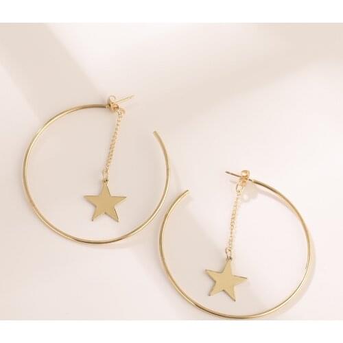 Circle Star Exaggerated Personality Women Temperament Fashion Fine Pendant Earrings Girl Accessories Jewelry Falling Meteor Gift
