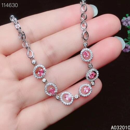 KJJEAXCMY Fine Jewelry 925 Sterling Silver inlaid pink sapphire women hand bracelet fashion support test hot selling