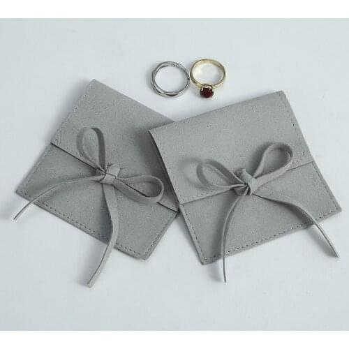 10pcs Grey Microfiber Jewelry Bag Custom Size Print Logo Jewelry Packing Display Small Ponches For Jewelry Packing Organizer