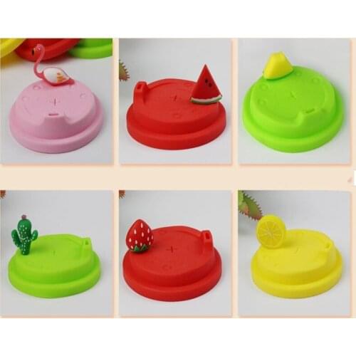 100pcs/lot 9cm Cartoon Style Reusable Silicone Lid Coffee Milk Cup Mug Lid Cover bottle lids