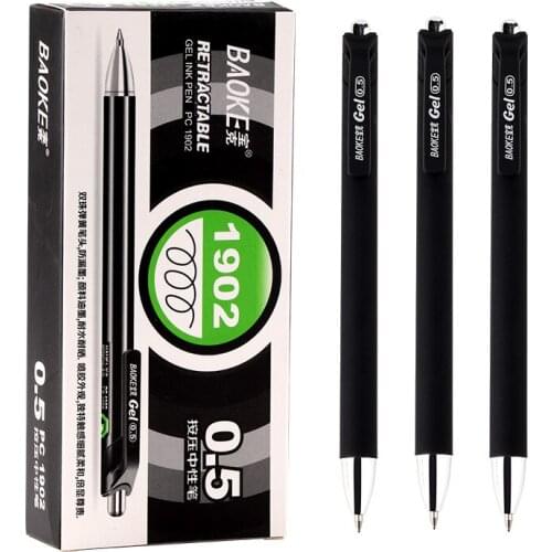 12 Pack Burke Pc1902 Press Neutral Water Pen Black 0.5mm Frosted Pen Holder Press Water Pen Office Business Signature Pen