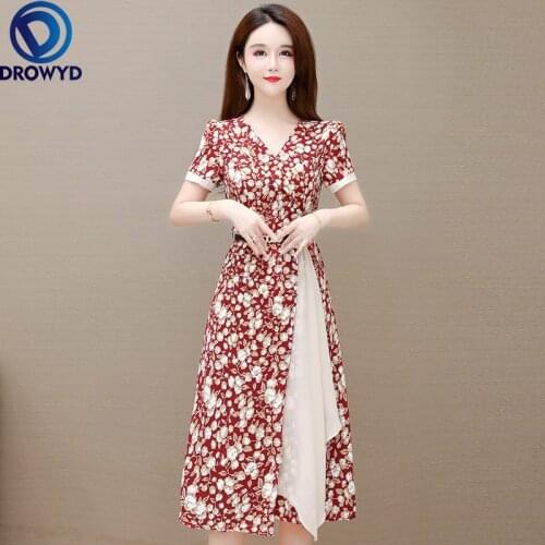 2021 Beach Red Print Mini Dress Women Summer New Fashion Short Sleeve V-neck Bodycon Dresses Elegant Boho Sexy Party Vestidos