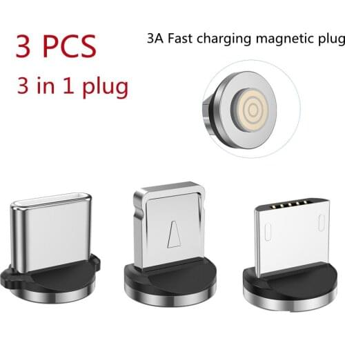3Pcs Magnetic Cable Plug Type C Micro USB C Plugs Fast Charging Cable Adapter Phone MicroUSB Type-C Magnet Charger Plug