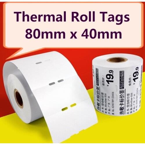 4 Rolls x Zebra Direct thermal price tags 80mm x 40 mm z-select 4000D 5mil (total 2000 tags)