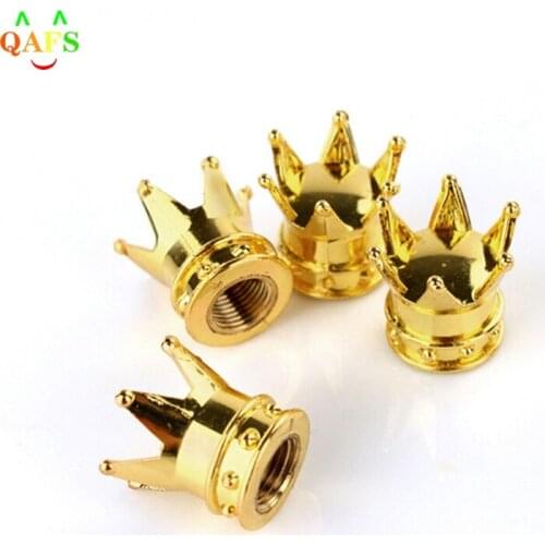 4PCS Gold Crown Shaped Tyre Wheel Stem Air Valve Caps Car Tire Valve Caps Auto Truck Motocycle Bike MTB Dust Dustproof Caps