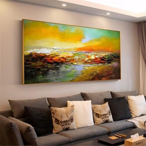 Abstract Modern Oil Painting Hand Painted Landscape Canvas Painting Wall Art For Living Room Home Office Hotel Wall Decoration