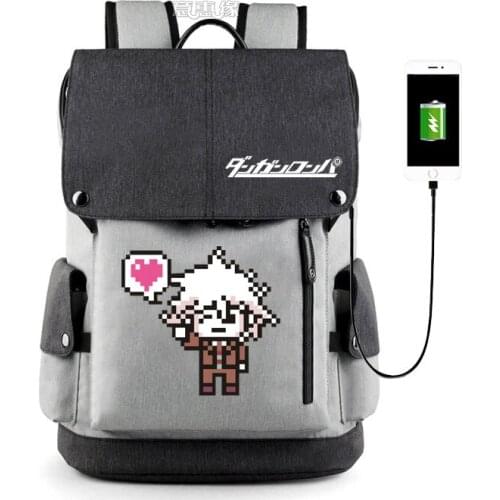 Anime Danganronpa backpack bags Dangan ronpa monokuma shudent schoolbag Nylon travelling USB laptop bag