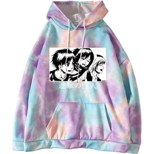 Anime Attack on Titan Printed Pullover Sweatshirt Women Men Fashion Spring Autumn Tie-dye Hoodie Pullover