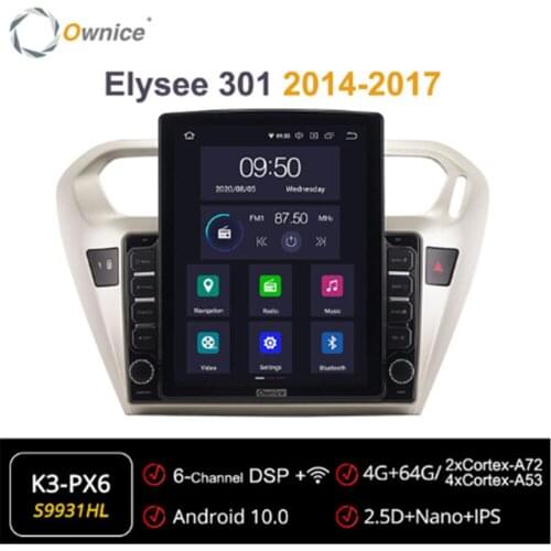 Ownice Octa 8Core Android 10.0 Car Radio forCitroen Elysee 301 2014 - 2017 GPS 2 Din Auto Stereo Player 4G LTE Tesla Style