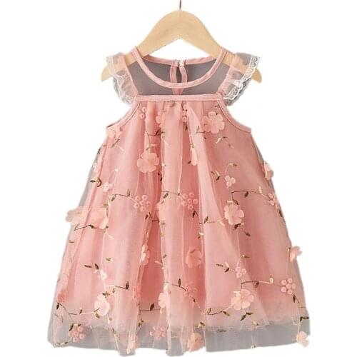 One Piece Dress Floral Sleeveless Cotton Girls Flower Dress for Party Summer Dress for Girls Childrens Clothing Casual Dress