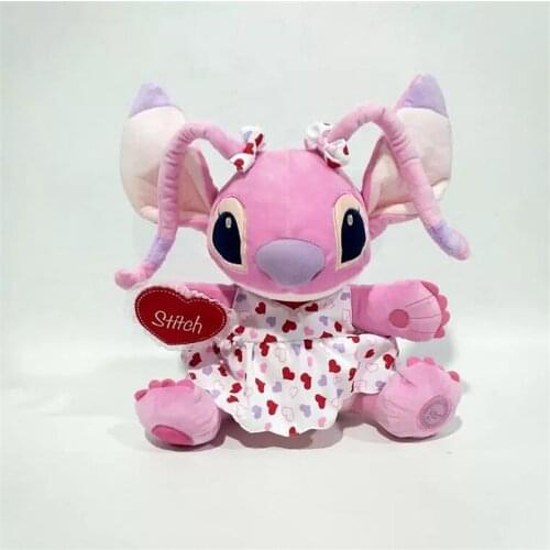 Disney Lilo & Stitch 624 Angel 28cm Pink Angel Cartoon Animal Soft Stuffed Cotton Dolls Plush Peluche Toys For Kids Gifts