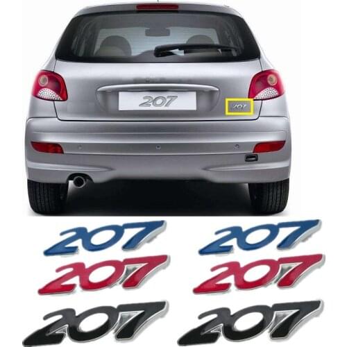 For Peugeot 207 Car Sticker 3D Rear Trunk Emblem Badge Sticker Decal Black Red Blue Car Styling