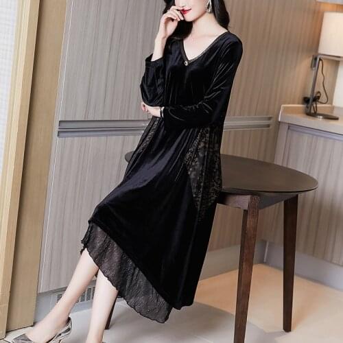 Elegant Women Vintage Casual Black Maxi Dresses 2021 Autumn Winter 5XL Plus Size Long Sleeve Midi Dress Bodycon Party Vestidos