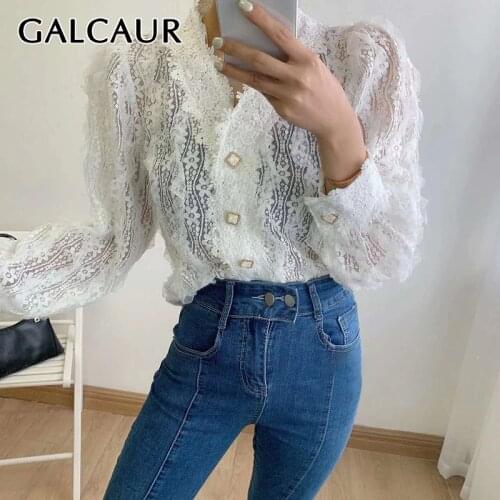 Ажурные блузки GALCAUR China At AliExpress