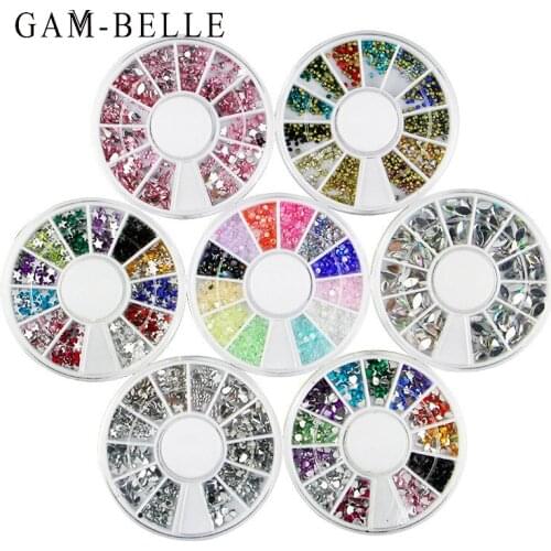 GAM-BELLE Mixed Color Gold Silver Mixed Color Chameleon Crystal Stone 3D Nail Art Decorations Glitter Drill Accessories In Wheel